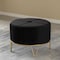 Fabulaxe Round Velvet Ottoman Stool Raised with Hairpin Gold Base, Black, Large QI004324.BK.L - alternate 5